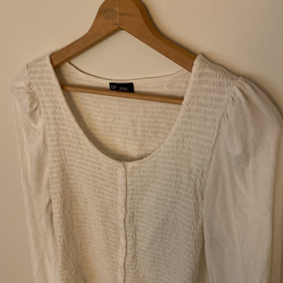 Gap Smocked Long Sleeve Button Down Top - Picture 2 of 7